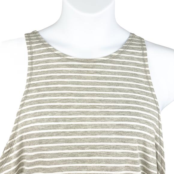 Yogalicious Slit Back Tank Top Gray White Stripe L - Picture 4 of 7
